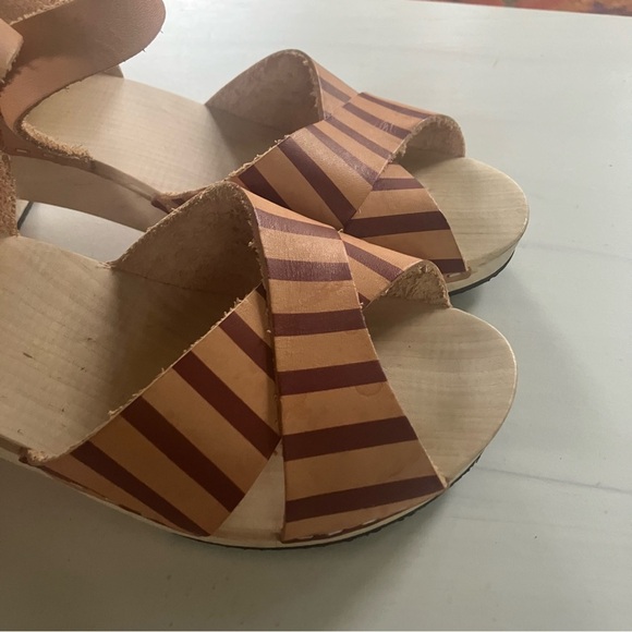 Anthropologie Terhi Polkki Sandal Clogs Striped Size 39 8.5 - Picture 7 of 7